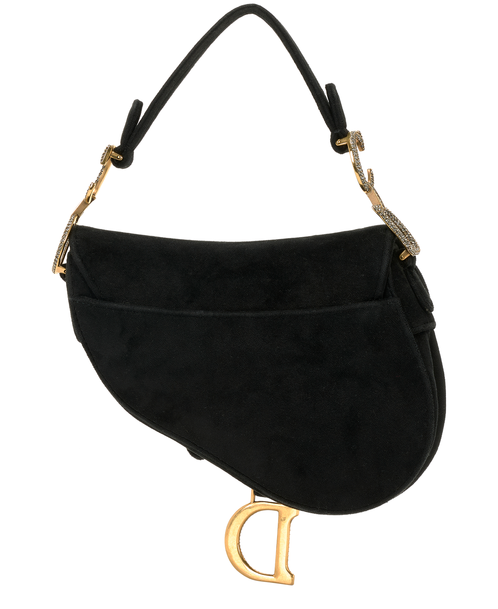 Crystal Mini Saddle, &pound;1,800, Handbags, Black, Suede, Back view